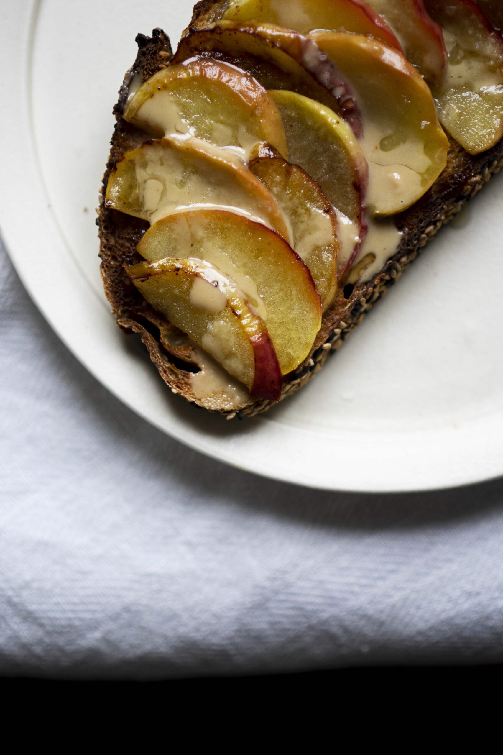 Apple and sesame on bread
